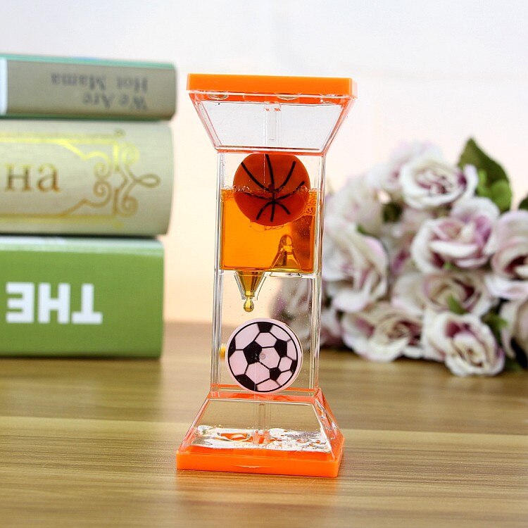Valentine's Day Double Hourglass Liquid Timer Visual Timer Oil Liquid Motion Hourglass Floating Desk Heart Decoration Acrylic: orange 12x5cm