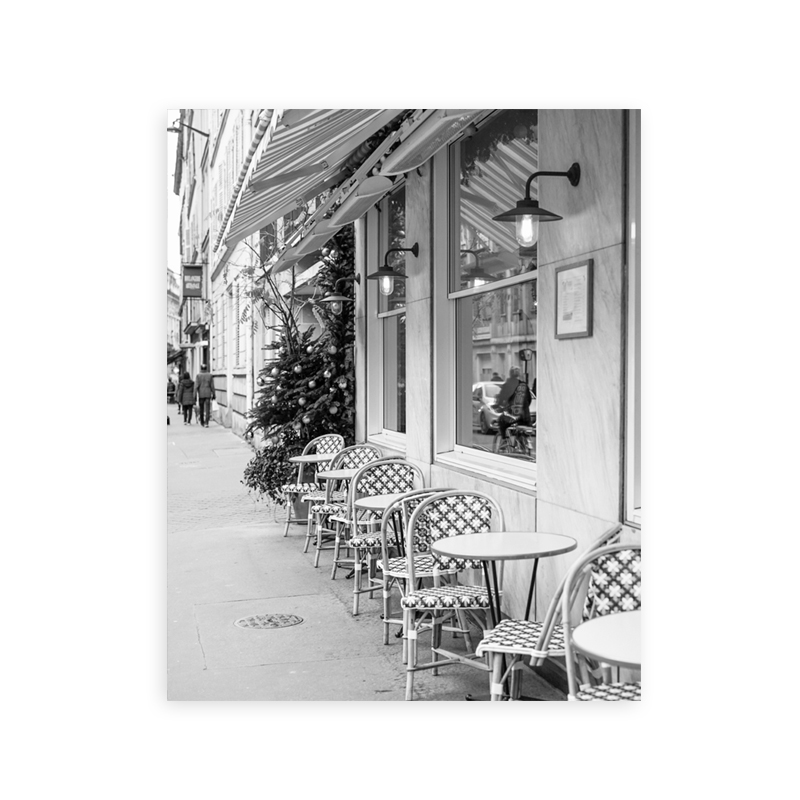 Impresiones de cafetería al aire libre francia parís en blanco y negro, fotografía Vintage, póster, tienda de café por la acera, arte, pintura en lienzo, decoración del hogar