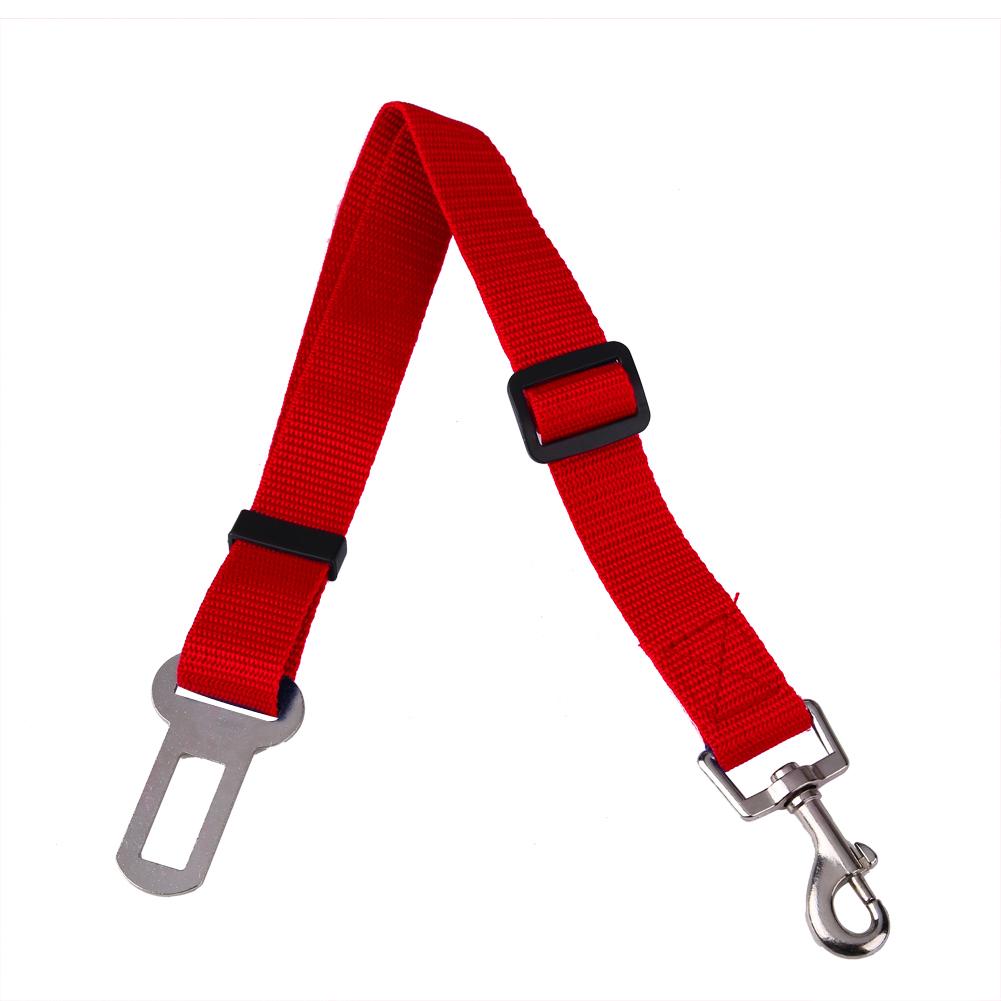 Cinturón de seguridad ajustable para perros y gatos, arnés de seguridad para coche, correa de tracción de plomo, suministros para mascotas: Rojo