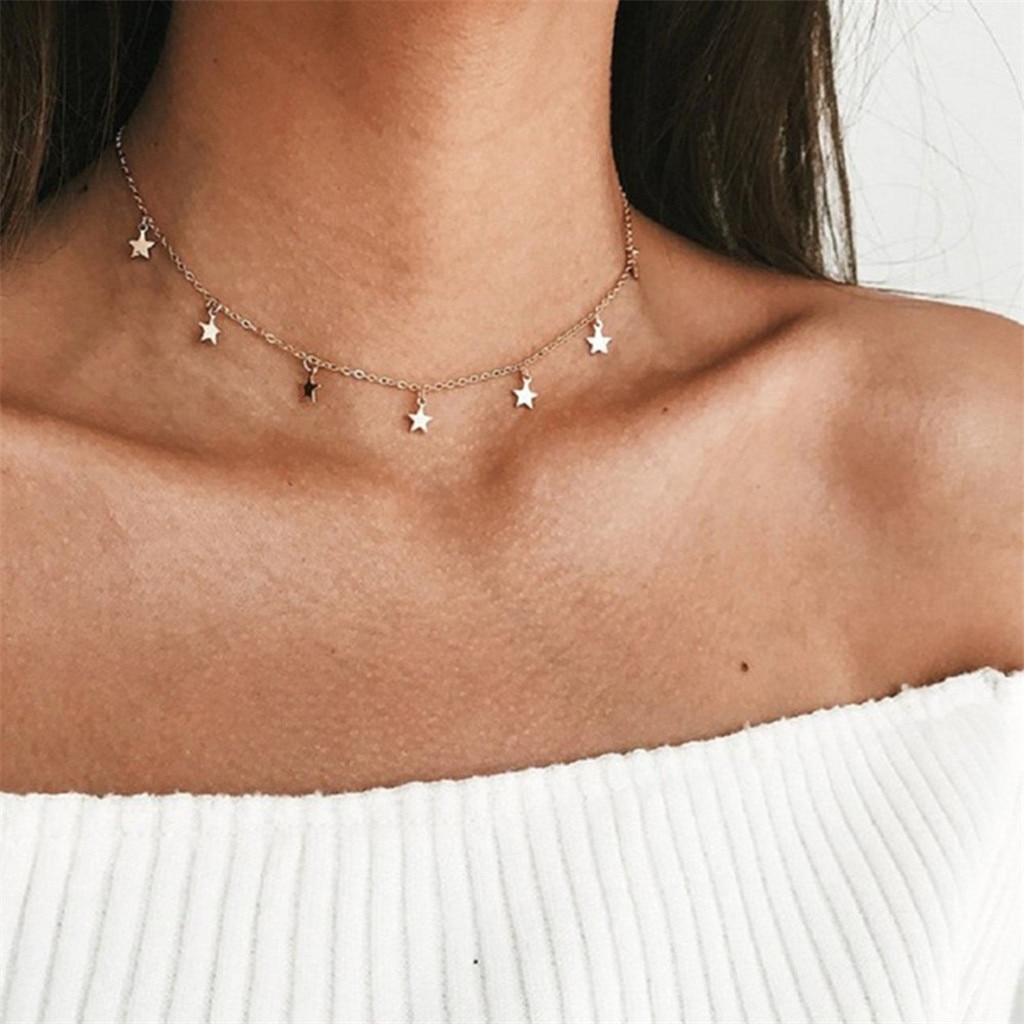 Sterne Anhänger Halskette Frauen Hochzeit Kristall Schmuck Choker Anhänger Halskette für Frauen Weihnachten