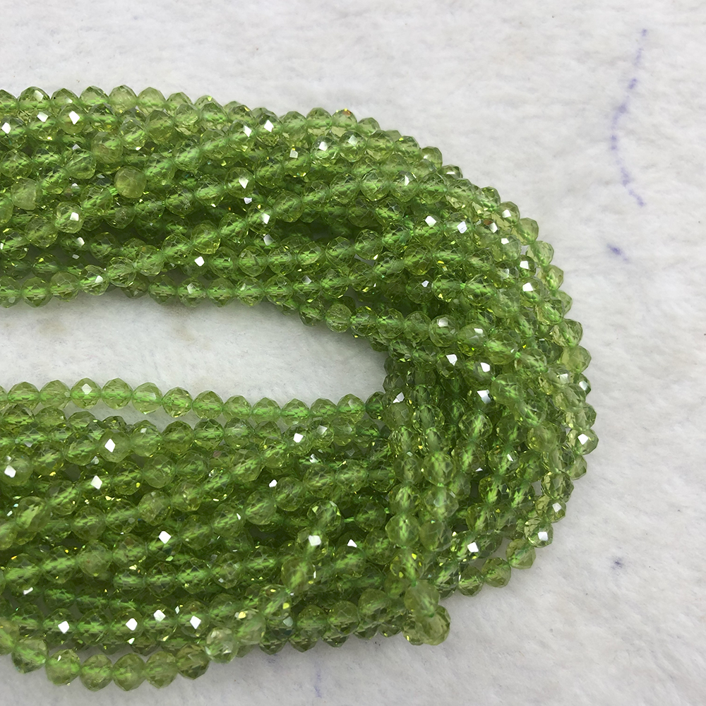Natürliche A+++ Peridot facettierte runde Perlen 4 mm, für Schmuckherstellung DIY Armbänder Halskette Strang 39 cm