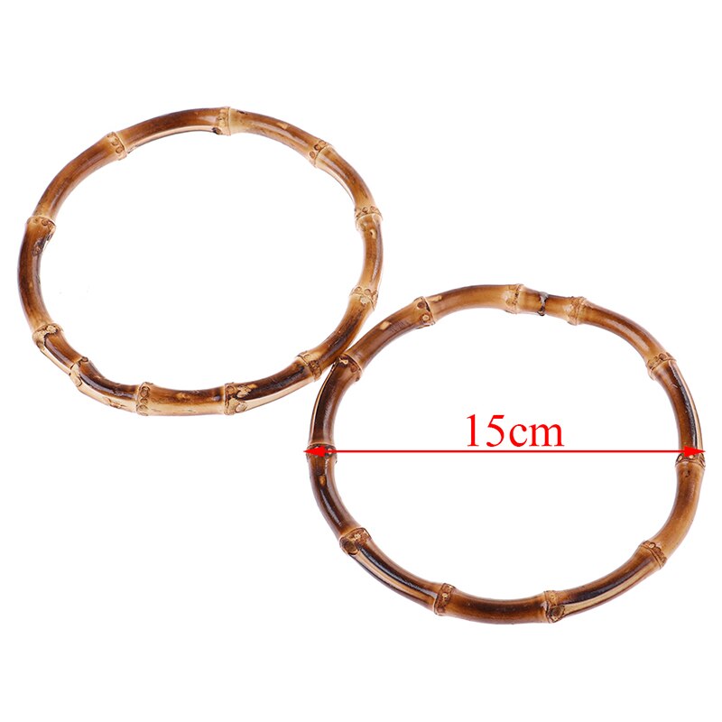 2 uds., producto en oferta, mango redondo de bolsa de bambú para bolso hecho a mano, accesorios de bolsas DIY, 2 tamaños,: Brown 15cm