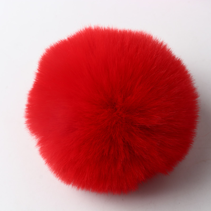 10 stuks 8 cm effen Rex konijn pompom sleutelhanger tas diy handgemaakte materialen en detailhandel kleuren ondersteunen mix en match