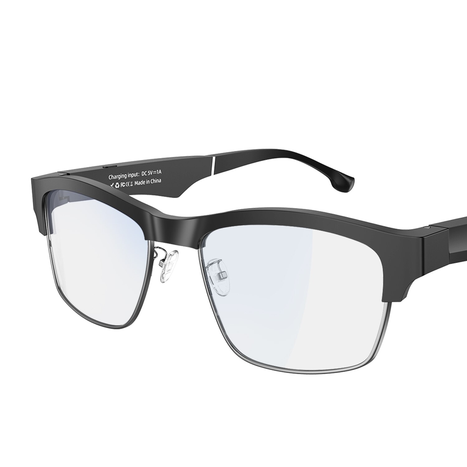 Gafas deportivas con micrófono y Bluetooth para escuchar música, con manos libres y luz azul, impermeables: 03Black Side