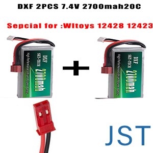 2PCS DXF RC Lipo Batterie 2s 7,4 V 2700mAh 4200mah 20C Max 40C Für Wltoys 12428 feiyue 03 JJRC Q39 upgrade teile: 2PCS 2700mah JST