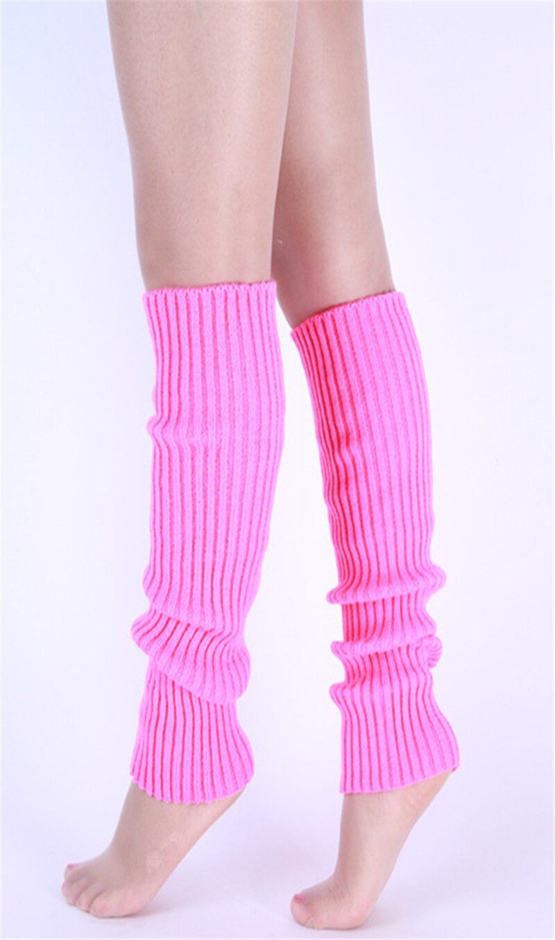 1 paar stijlvolle dames gebreide beenwarmers winter gebreide haak dames legging voetwarmer kniehoge elastische beenwarmers sokken: Roze
