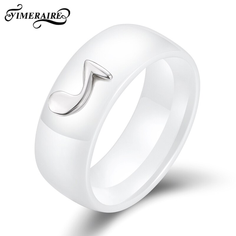 925 Sterling Silver Ceramic Ring Music Symbol With Temperament Jewelry For Women Engagement Wedding Accessories