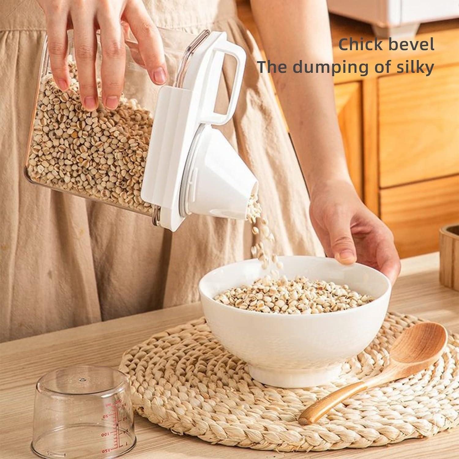 Grand bac hermétique pour le stockage des aliments, tasse à mesurer, plastique transparent, cuisine et garde-manger, organisateur de farine