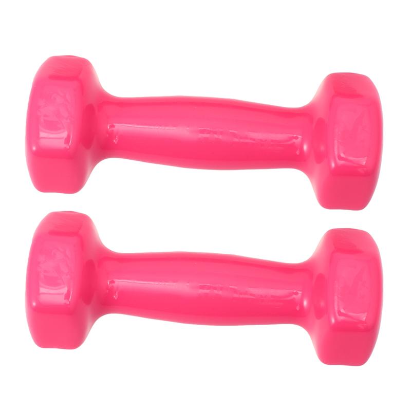2PCS Plastic Dipping Cast Iron Dumbbells Fitness Dumbbells Hand Weights Fitness Equipment Gym Dumbbell For Women Man (1KG Pink)