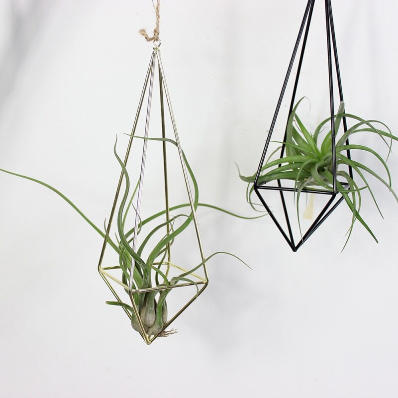 Freestanding Hanging Planters Geometric Swing Wrought Iron Tillandsia Air Plants Holder Triangular Shaped Metal Rack Home Decor