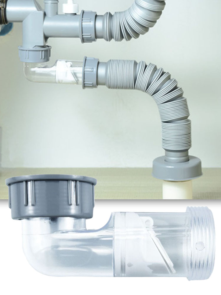 Tuyau de vidange d'évier PP transparent, coude désodorisant, outils de clapet anti-retour, amélioration de l'habitat, proximité rapide, cuisine, salle de bain, 1 pièce