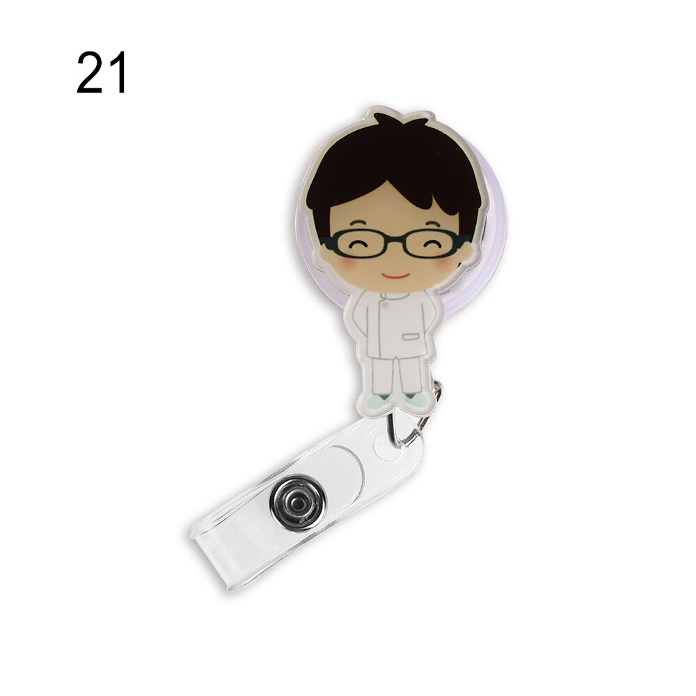 Una unidad de Mini insignia retráctil de dibujos animados, cordón para el carrete de Clip de enfermera, Tarjeta De Nombre de identificación, soporte, Clip, patrón de estudiante, insignia de enfermera, Clip