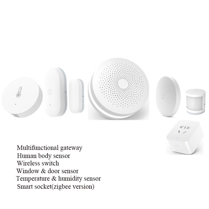 Original Xiaomi Smart Home Kits Gateway Door Window Sensor Human Body Sensor Wireless Switch Humidity Zigbee Socket MI APP