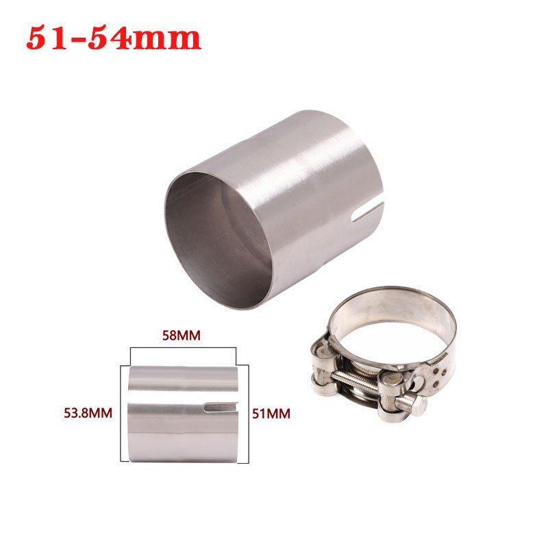 51mm to 52mm 54mm 56mm 58mm 62mm moottoripyörä yoshimura pakokaasun pakomuunnin sovitin linkkiputki putki vähennysventtiili 60mm äänenvaimennin kilpa: 51-54mm