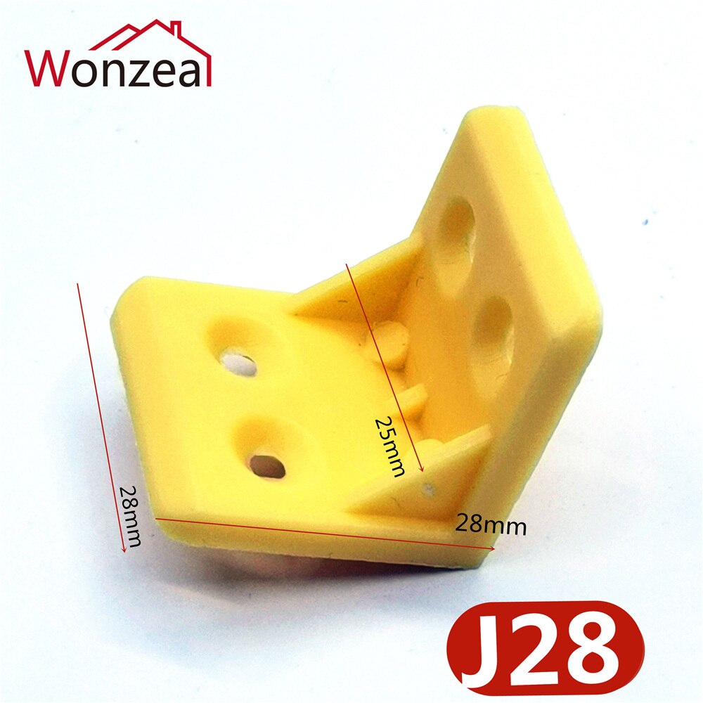 20pcs/lot Wonzeal Plastic Thickened Corner Brackets Furniture 90 degree Angle Corner Code Cabinet Furniture Hardware: Yellow color