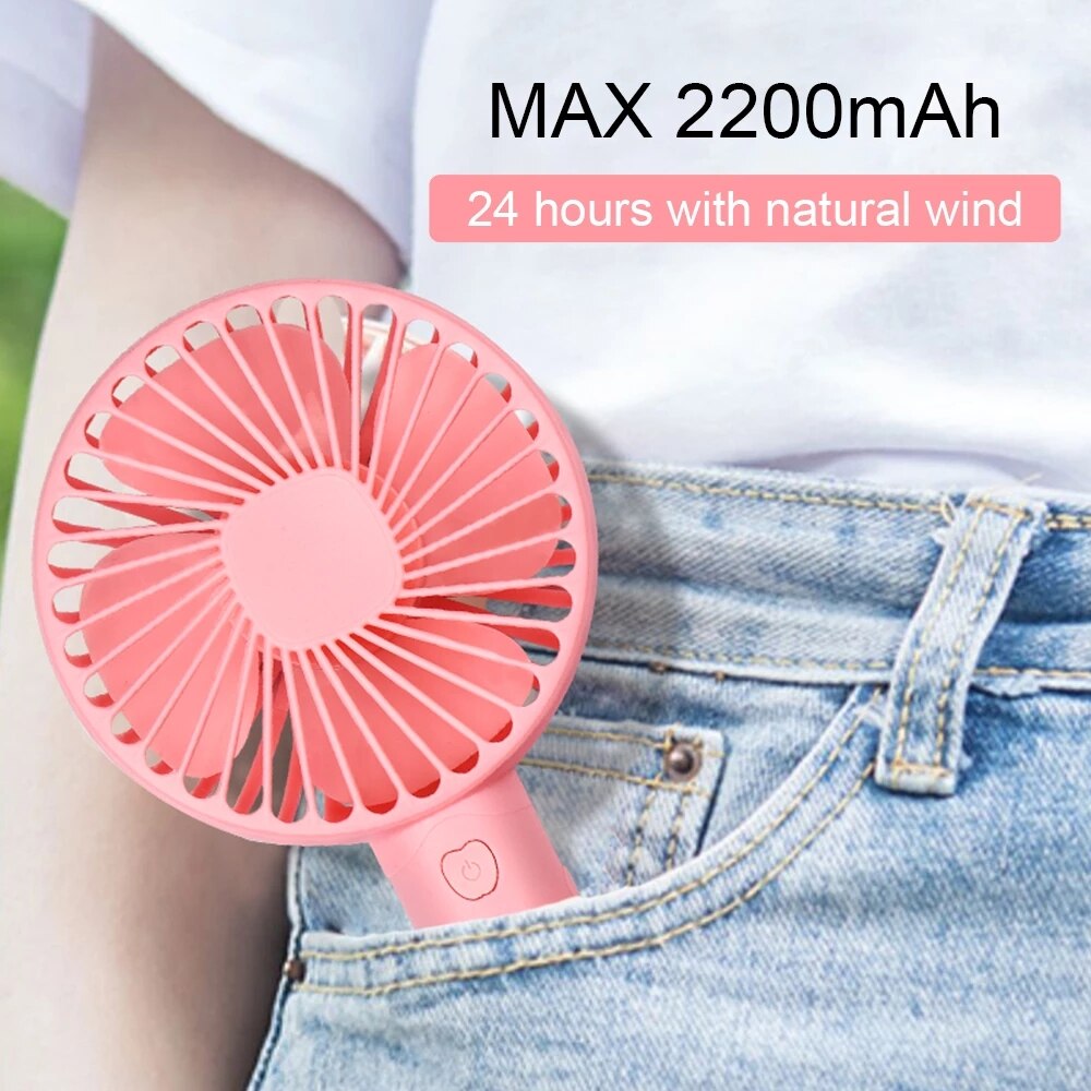 Handheld Usb Mini Fan Wind Power Ultrastille Handig Draagbare Handheld Oplaadbare Leuke Kleine Koelventilator Verstelbare