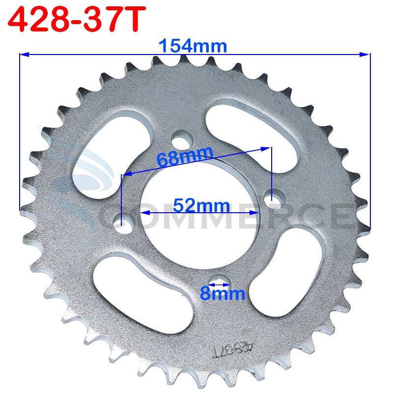 420/428 Chains 31T/37T/41T/48T 52mm Sprockets Rear Back Sprocket Cog fit for motorcycle ATV quad Dirt Pit Bike moped Accessories: 428-37T A