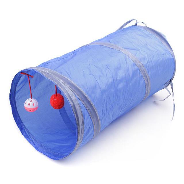 Pet Tunnel Game Cat Color Camouflage Tunnel Funny Cat Long Tunnel Kitten Play Toy Foldable Big Cat Toys Game Tunnel 50x25cm: Blue