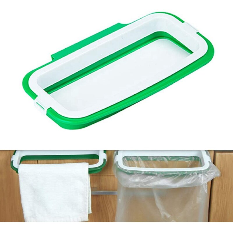 Küche Hängen Mülleimer Regal Schrank Mülleimer Gestell Kunststoff Lagerung Hängen Papierkorb Tasche (Grün)
