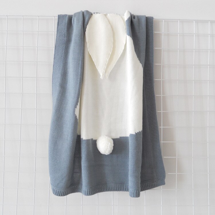 luft tilstand quilt kanin rev strikket baby tegneserie dyr teppe sofa barnevogn dekker låve nyfødt sengetøy swaddle dekk: Grå kanin