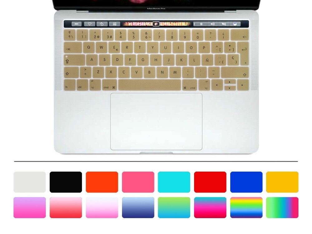 Dla MacBook Pro 13 A1706 Pro 15 A1707 2016 2017 wersja z touch bar 2017 hiszpański europejskiej osłona klawiatury klawiatura Protector