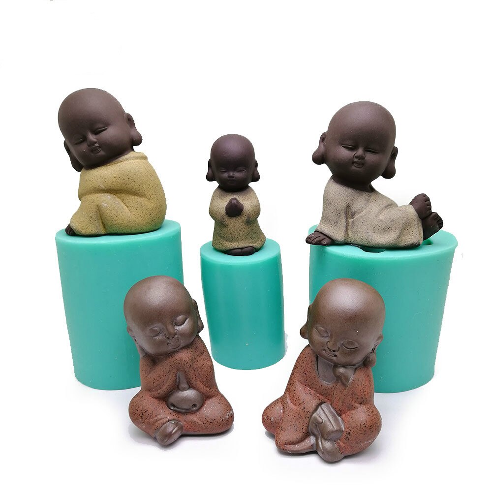 3D petit moine Silicone moule bougie moule plâtre moule résine artisanat moule à la main bricolage bouddha Statue cuisson décoration