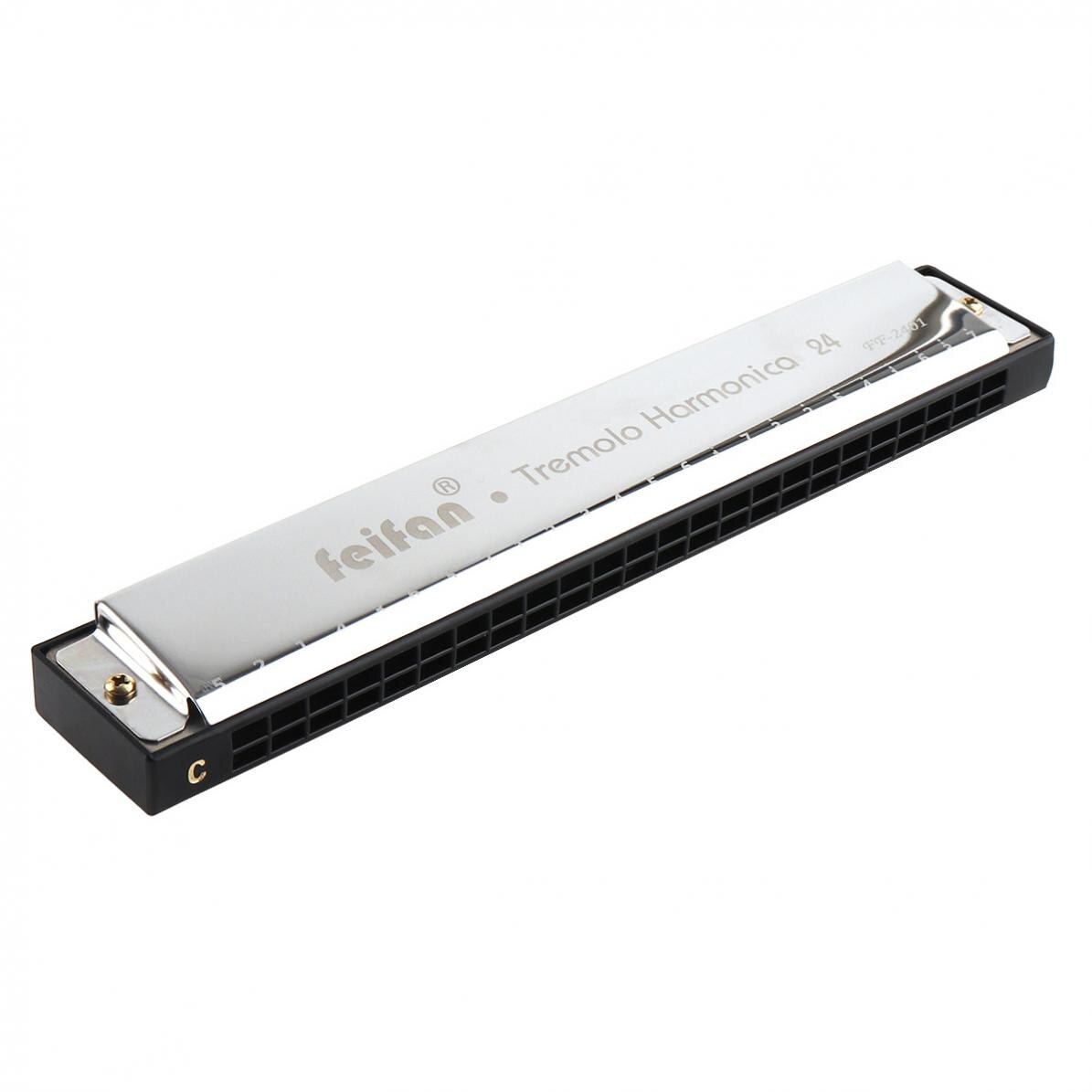 Feifan Zilver 24 Gaten 8K Titanium Harmonica Tremolo Tone Keyc Harp Mondharmonica Muziekinstrumenten Voor Beginners