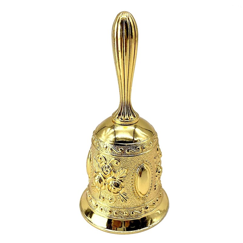 2Pcs Antique Hand Bell Call Bell Multi-Purpose Bells for Wedding Bells Temple Bell School Bell for Toddlers