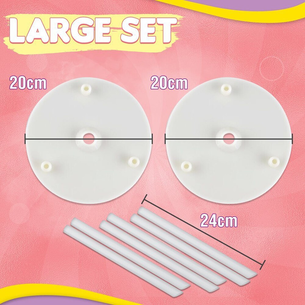 Multi-Layer Cake Ondersteuning Set Ronde Dessert Plank Cake Pakking Taart Ondersteuning Frame Cake Stands Bakken Tools Stapelen Beugels lbs: Large Set