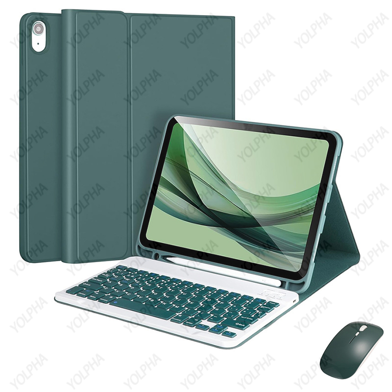 iPad 10th Generation Case with Keyboard Wireless Detachable Folio Cover Mouse Pencil Holder for iPad 10th Gen 10.9 Inch: Green