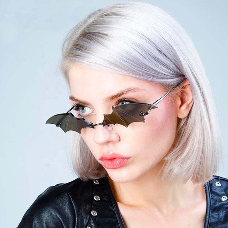 Gafas de sol con forma de murciélago y ojo de gato para hombre y mujer, lentes de sol Unisex sin montura de lujo, estilo Punk, para pescar, único