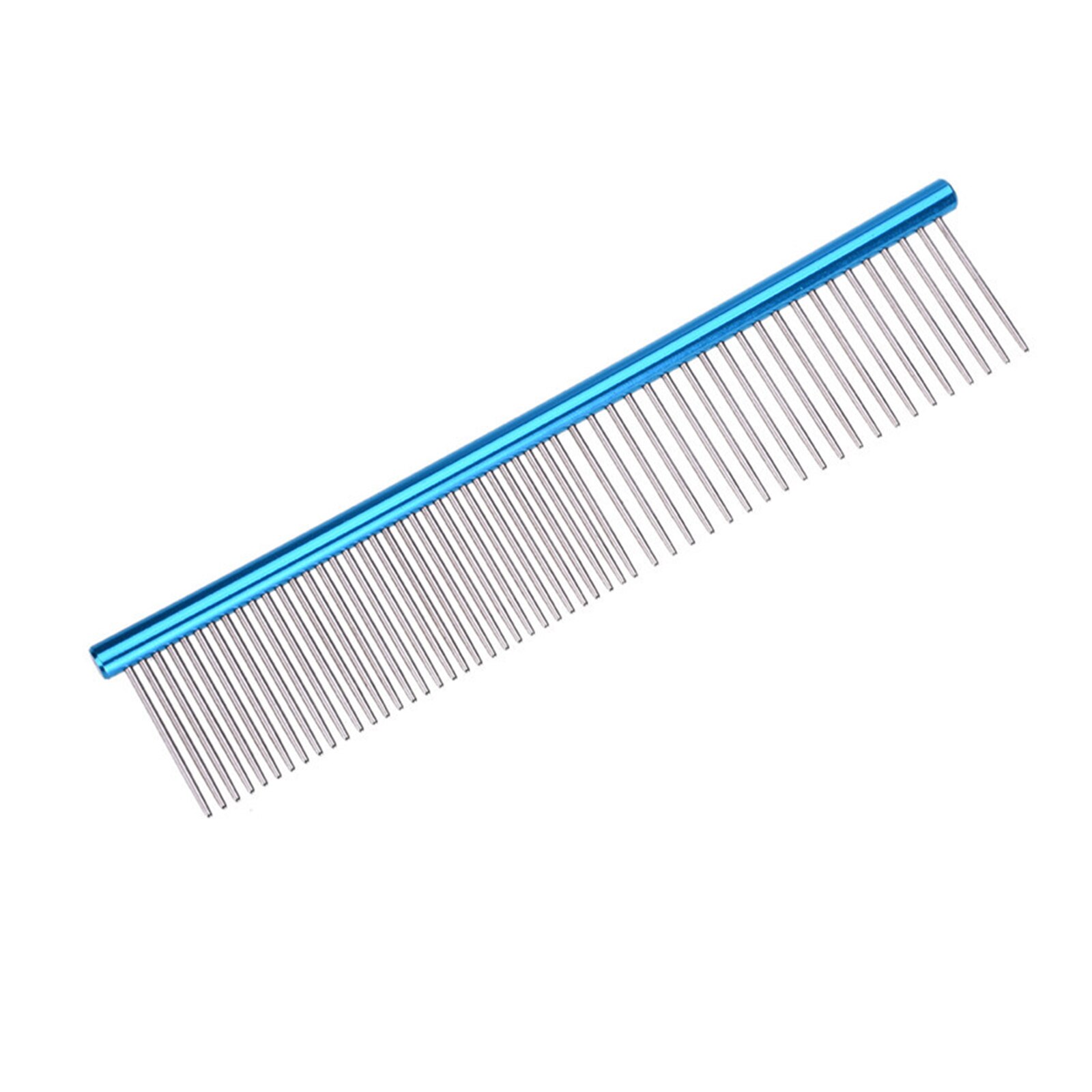 1 Pc Roestvrij Staal Huisdier Kam Met Verschillende Verdeeld Afgeronde Tanden Grooming Verwijder Knopen Professionele Shedding Tool: Blauw