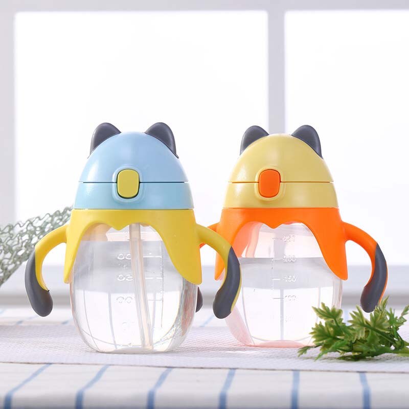 Mamadeira bpa gratis nappflaska säker pp spädbarnsjuice mjölk vatten matningskopp barnmjölk sippy flaska med halmhandtag