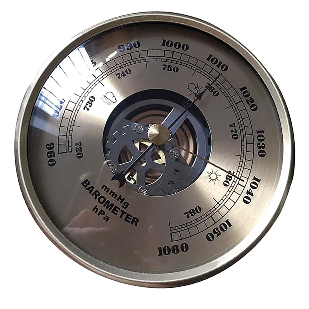 Wall Mounted Barometer 90mm Metal Frame Barometer Clock Series Clock Accessories For Garden Home Décor Indoor Outdoor Living Room Study Wall