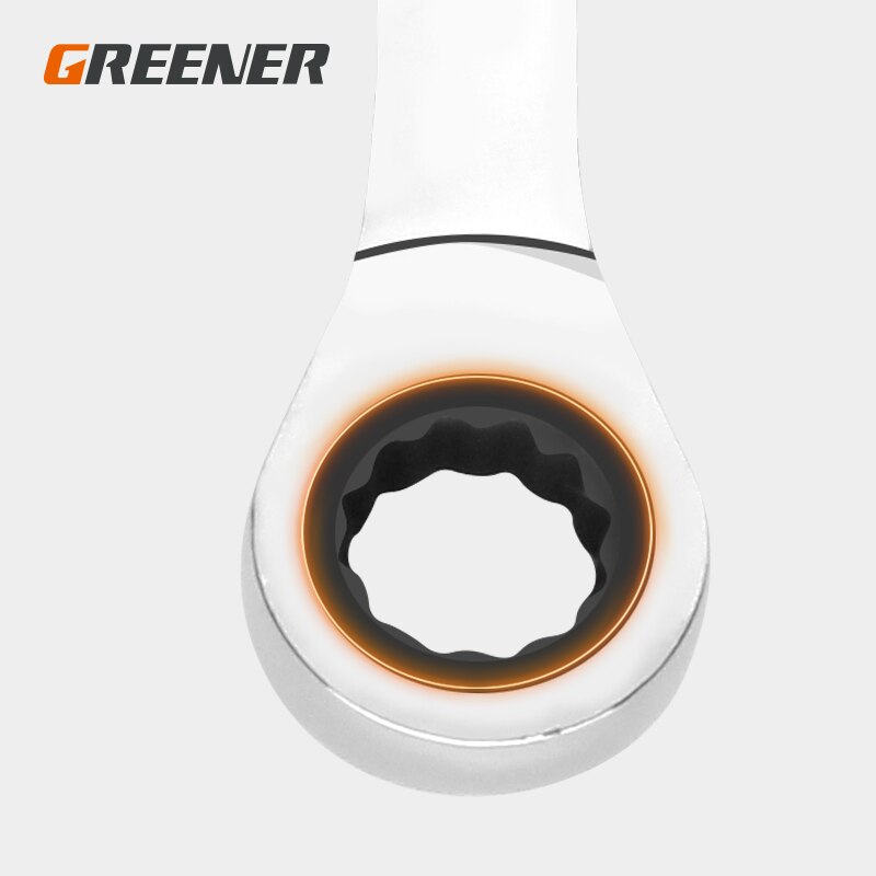 Groener Chrome Vanadium Ring Dubbele Hoofd Ratelsleutel Omkeerbare 8-9-10-12-13-14-15-16-17-18-19mm Ratchet Combinatie Spanner