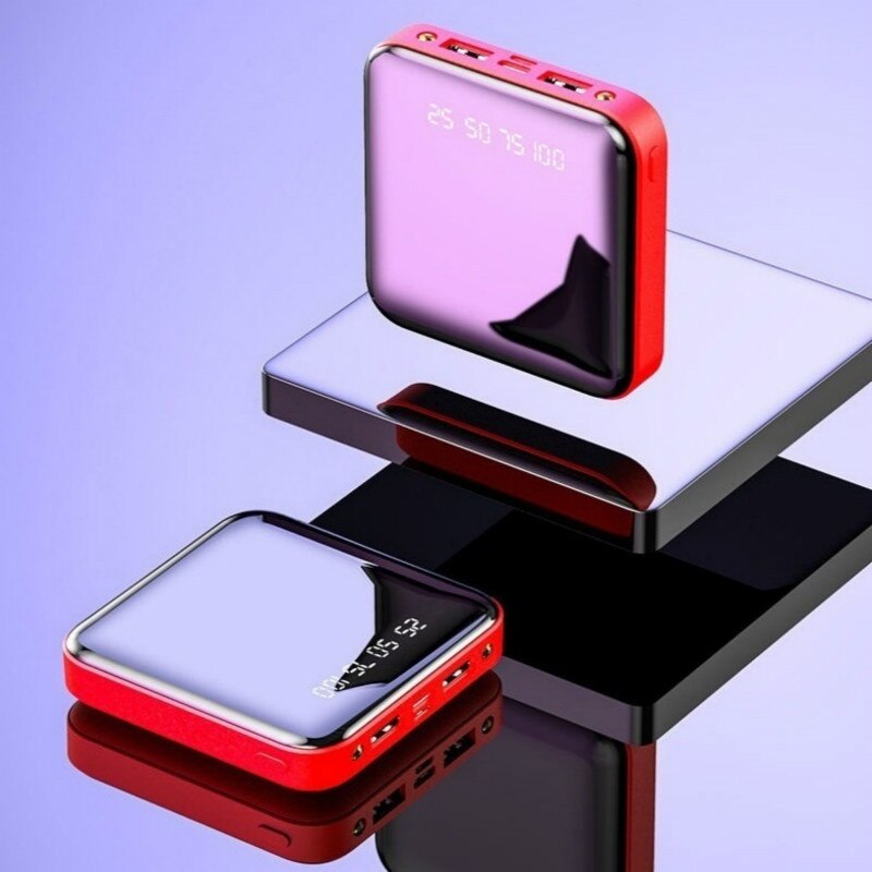 Mini powerbank 20000 mah grote capaciteit h mobiele voeding externe batterijlader 2 usb-poort powerbank voor xiaomi samsung: Rood
