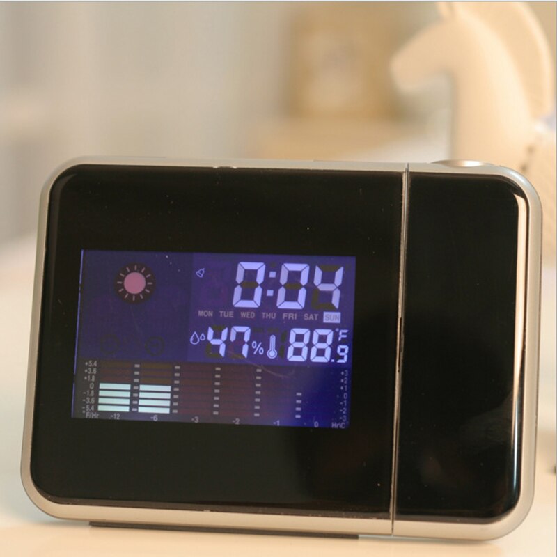 Alarme de Projection numérique LED, Station météo, thermomètre de bureau, affichage de l'heure et de la Date, projecteur, calendrier, chargeur USB