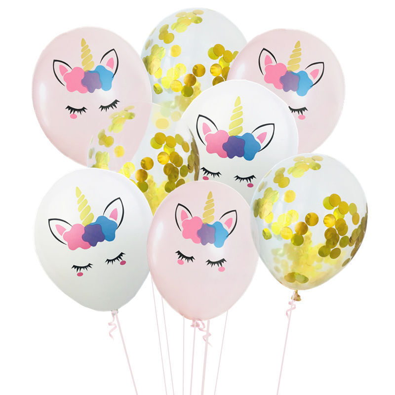 12 stks/set Eenhoorn party confetti decoratie ballon latex ballonnen caton animal glitter ballonnen