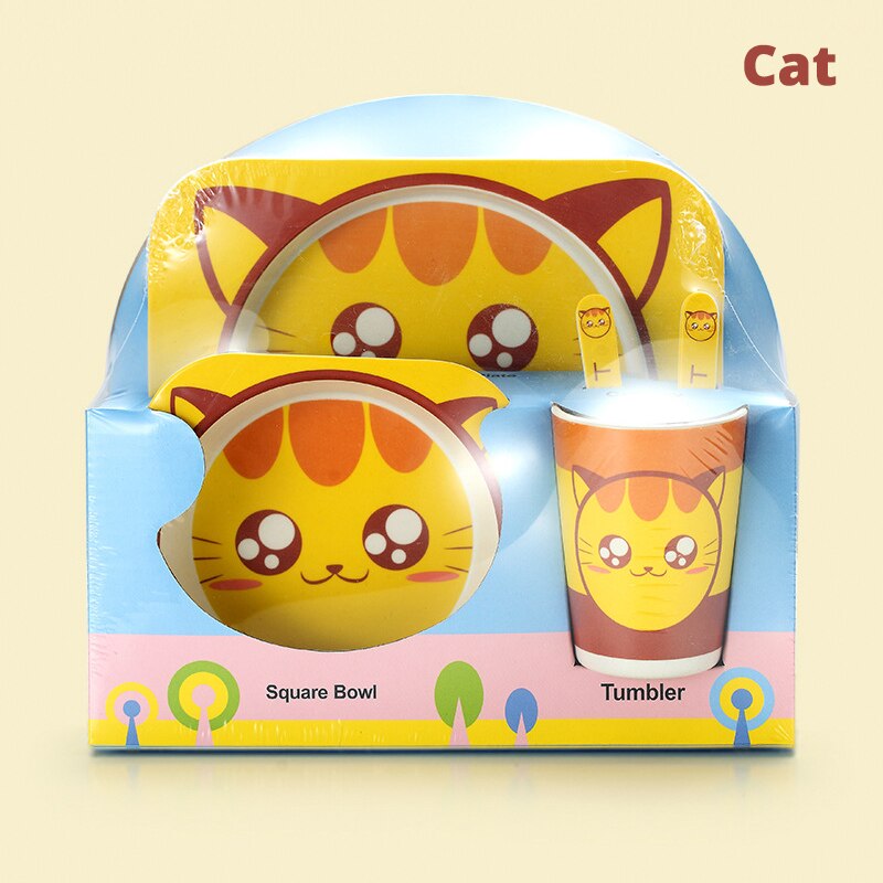Kinderen Servies Babyvoeding Kom Kids Leuke Cartoon Jaar Kom Set Natuurlijke Bamboe Servies Milieu: A