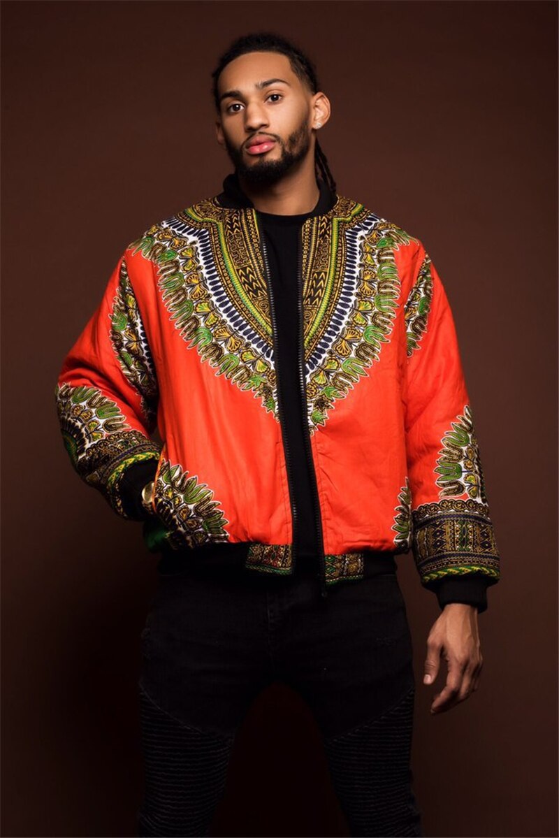 Afrikanske mænd jakke print rich bazin langærmet afrika traditionel dashiki retro frakke til herretøj s-xl: L