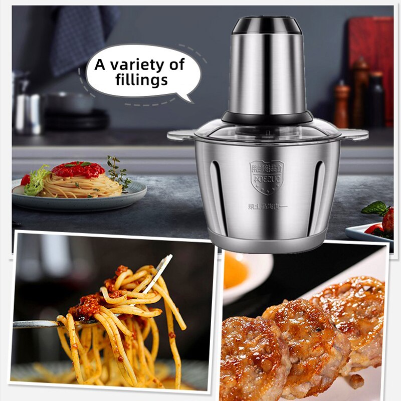 2 Speeds 300W Stainless Steel Electric Chopper 3L Capacity Meat Grinder Mincer Processor Slicer electric food chopper