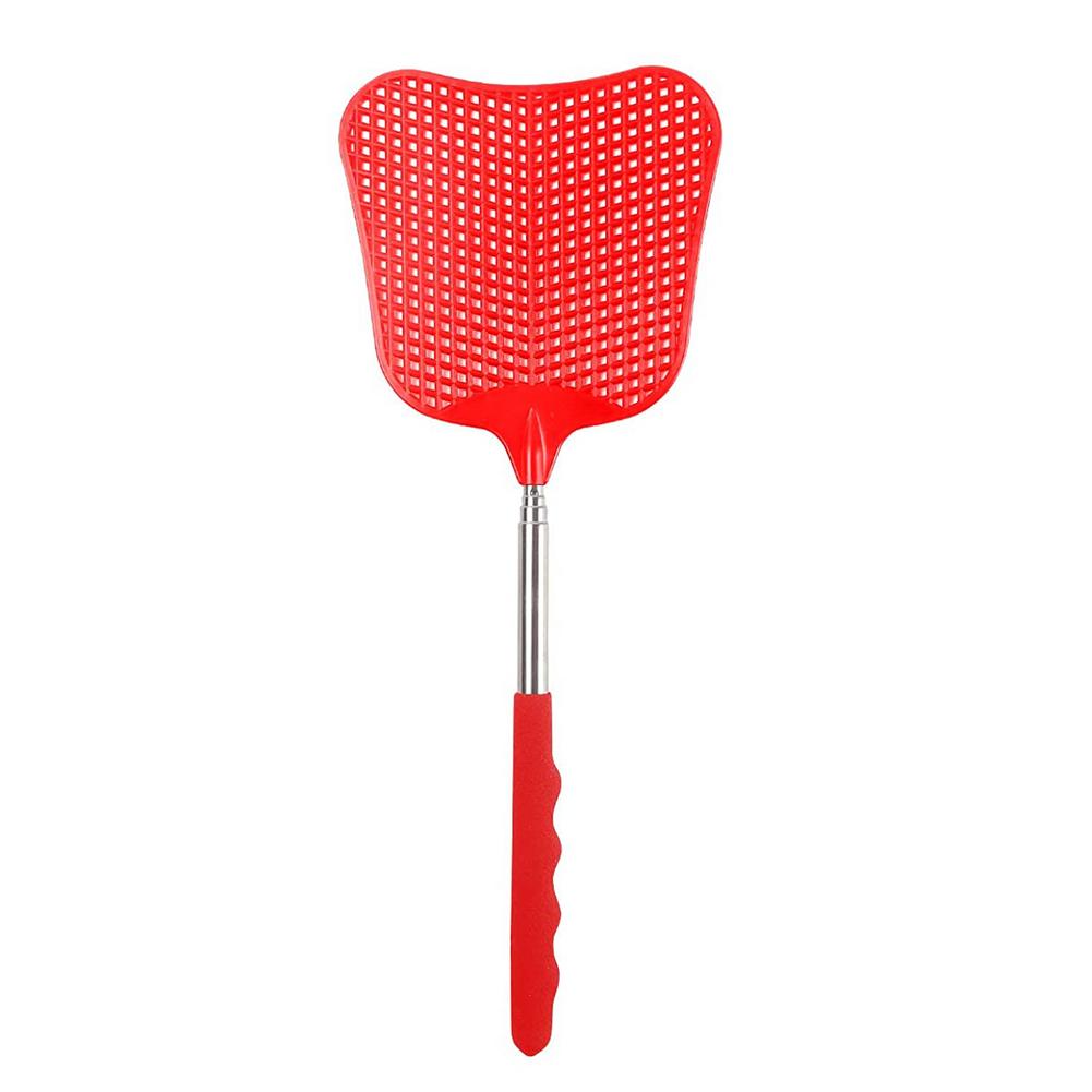 Extendable Fly Swatter, Durable Telescopic Plastic Fly Swatter Heavy Duty Set, Retractable Flyswatter With Long Handle: Red