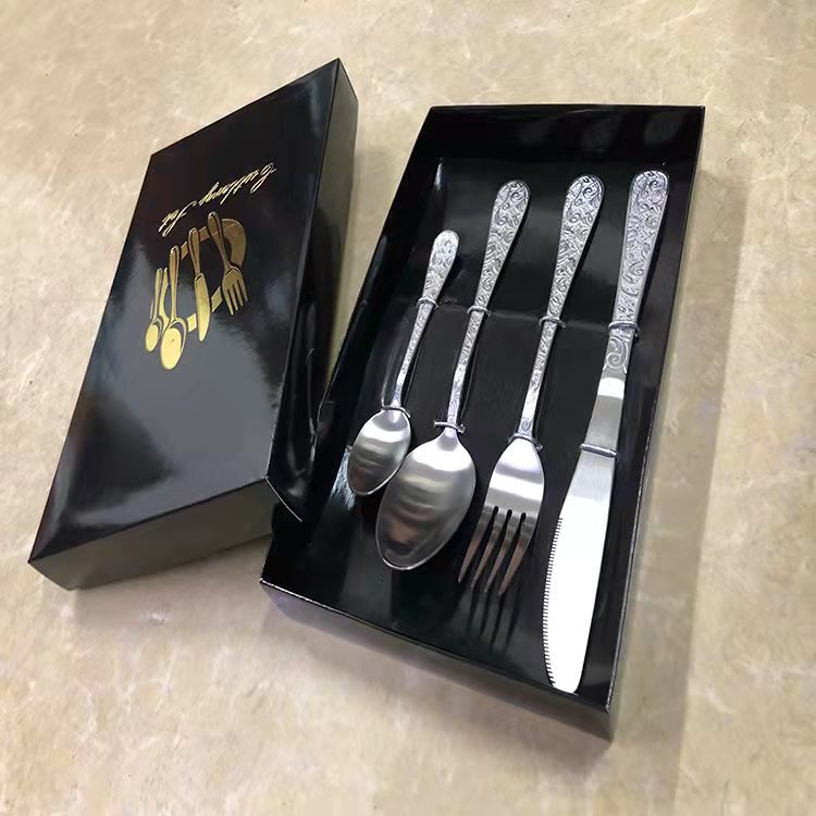 Ensemble de couverts en acier inoxydable de , couteau, fourchette, cuillère, soulagement du Steak, décoration de cuisine à domicile, pour amis