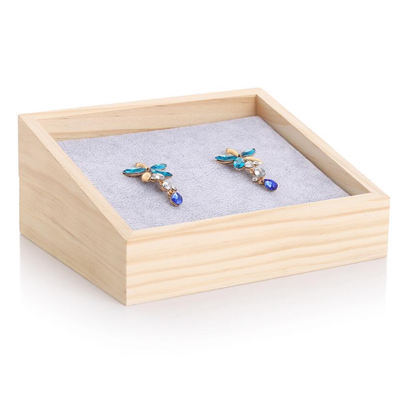 Bambus fløjl smykker display bakke ring æske øreringe halskæde armbånd vedhæng display organisator smykker opbevaring