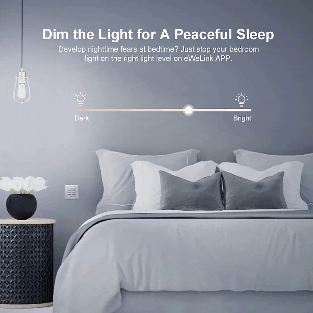 SONOFF-atenuador inteligente D1, interruptor Wifi RM433 RF, Control de voz remoto, ajuste de brillo de luz, funciona a través de la aplicación eWeLink, Alexa y Google Home