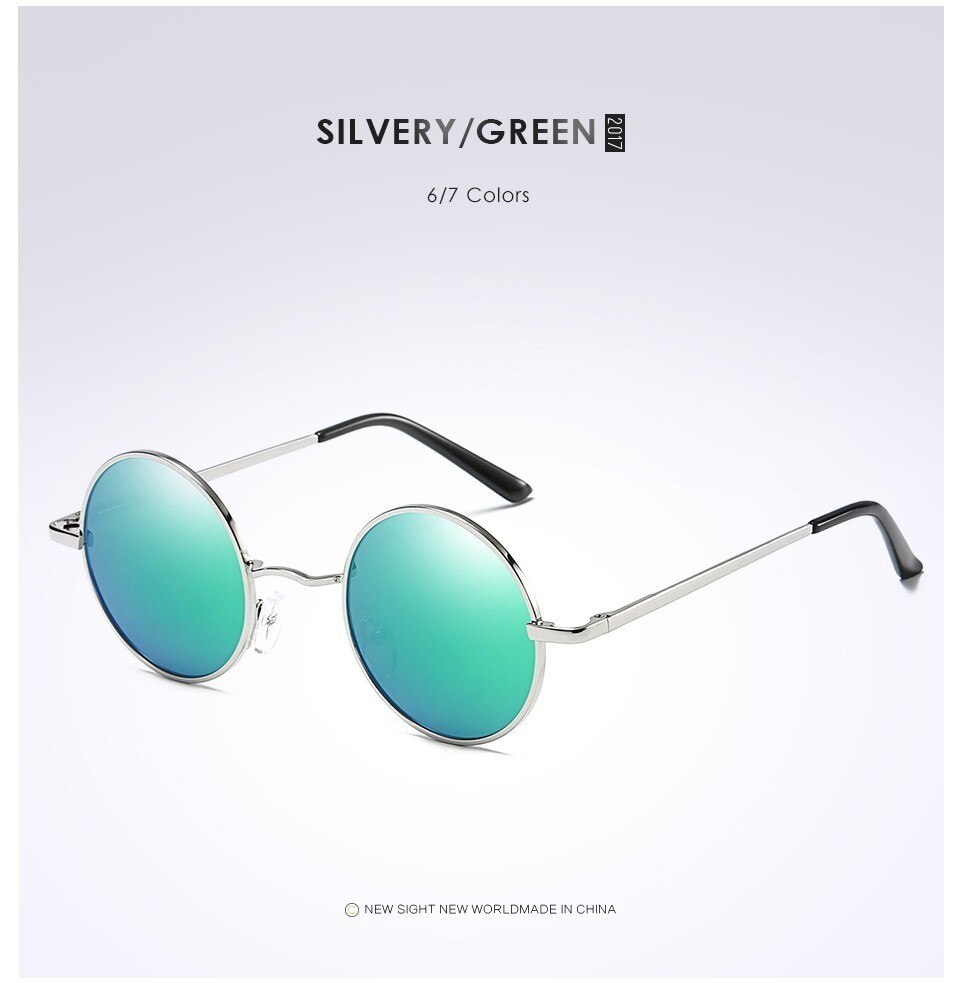 Show stil briller ægte polariserede solbriller vintage solbriller runde solbriller  uv400 sort linse: Grøn