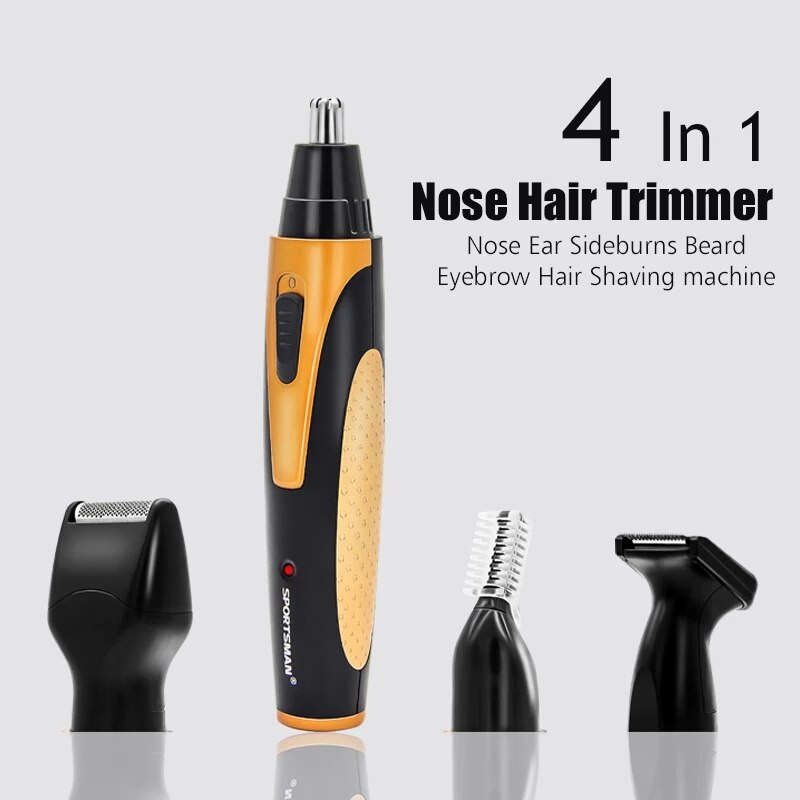 Recortador eléctrico de pelo de nariz 4 en 1 para hombre, máquina de afeitado, afeitadora recargable para Barba y cejas