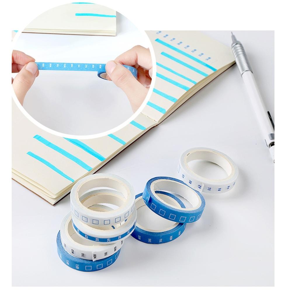 4 stk mini timeplan papir washi tape uke dato klokkeslett sjekkliste 8mm selvklebende maskeringstape planlegger agenda klistremerker kontor  a6943