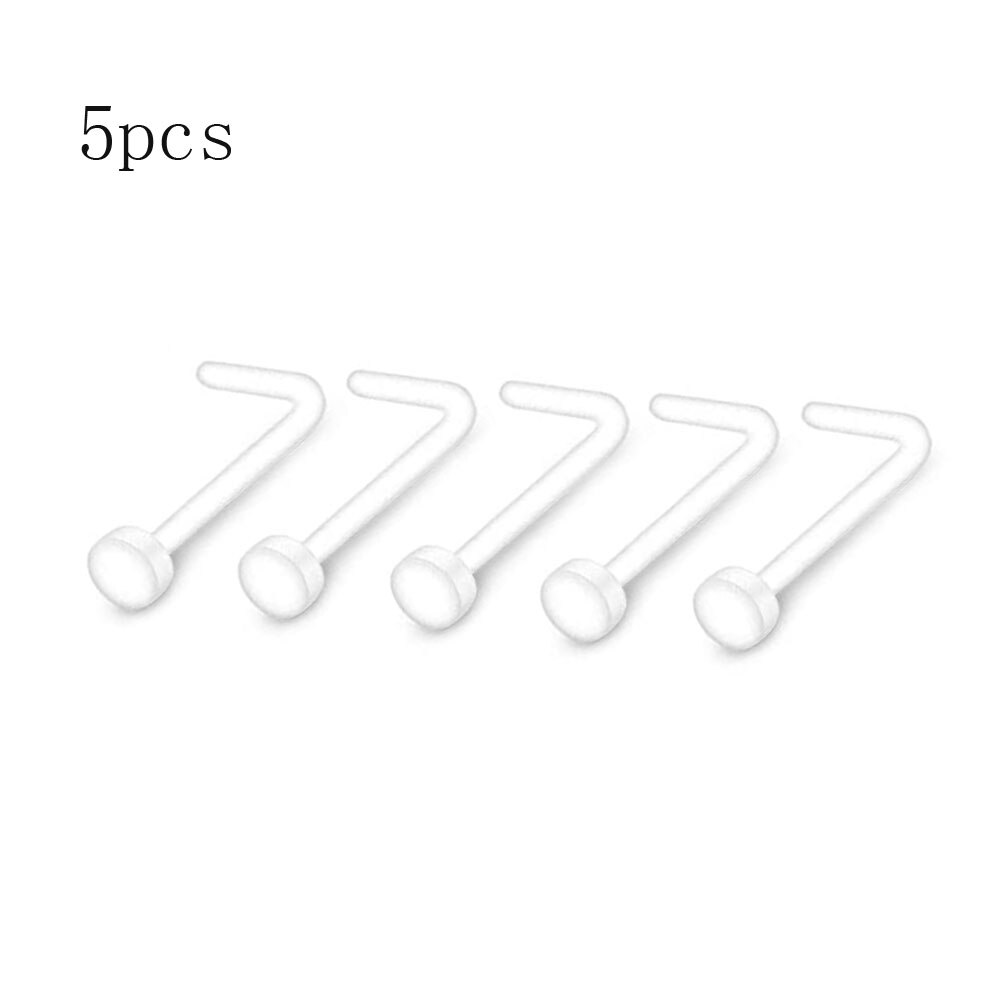 Anelli di naso trasparenti borchie a forma di L Piercing fermo flessibile osso di naso carne colore della pelle narice Piercing fermo per lavoro Flat Top: B Clear