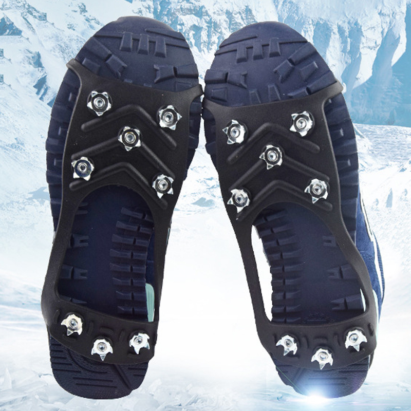 Climbing Ice Crampon 8 Studs Silica Gel Shoe Spikes Camping Walking Anti-skid Shoe Spikes Outdoor Equipment Snow Crampons